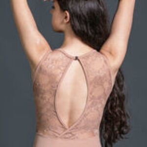 Suffolk Boatneck Dance Leotard. Champagne color. XS.